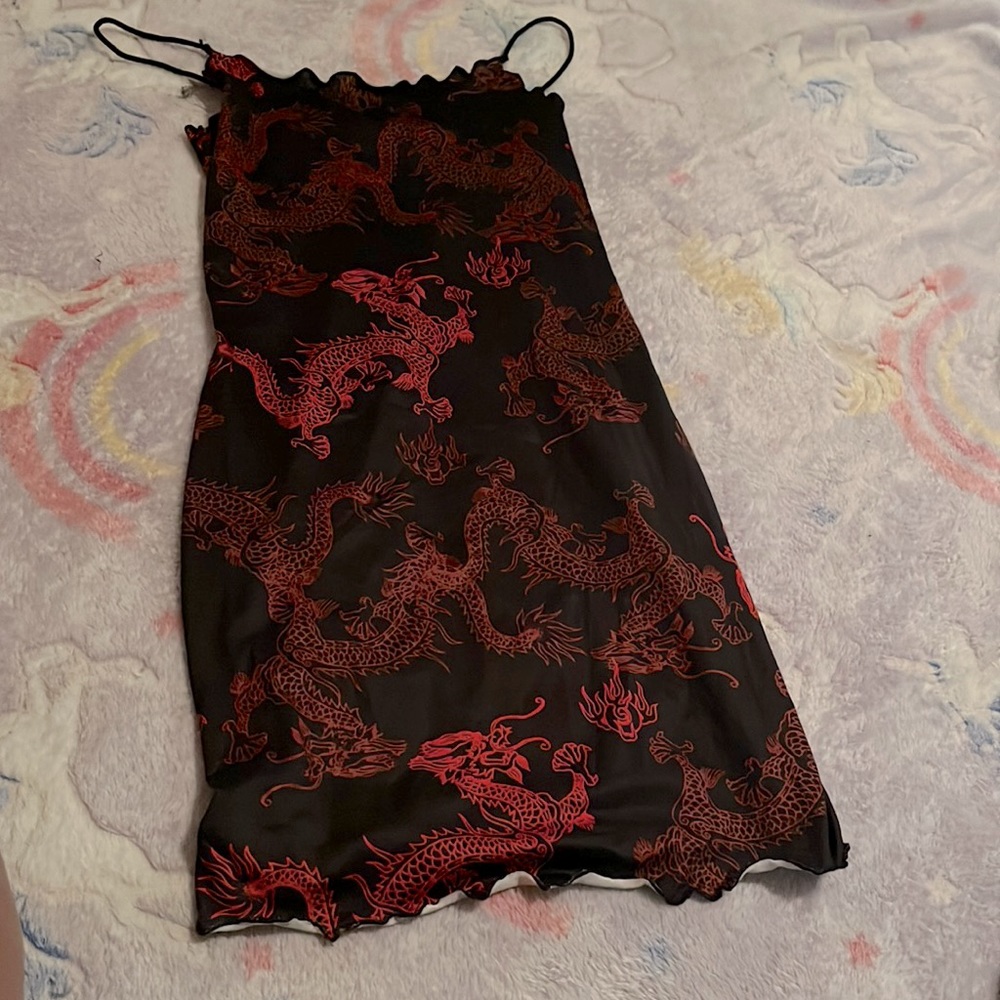 Red & Black Sexy Dragon Dress